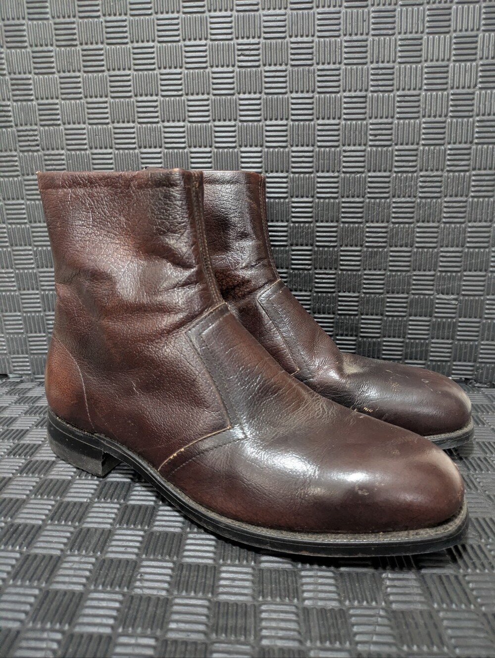 Knapp Safety Shoe Steel Toe Work Boots Side Zip Brown Leather Mens 10.5 EE USA